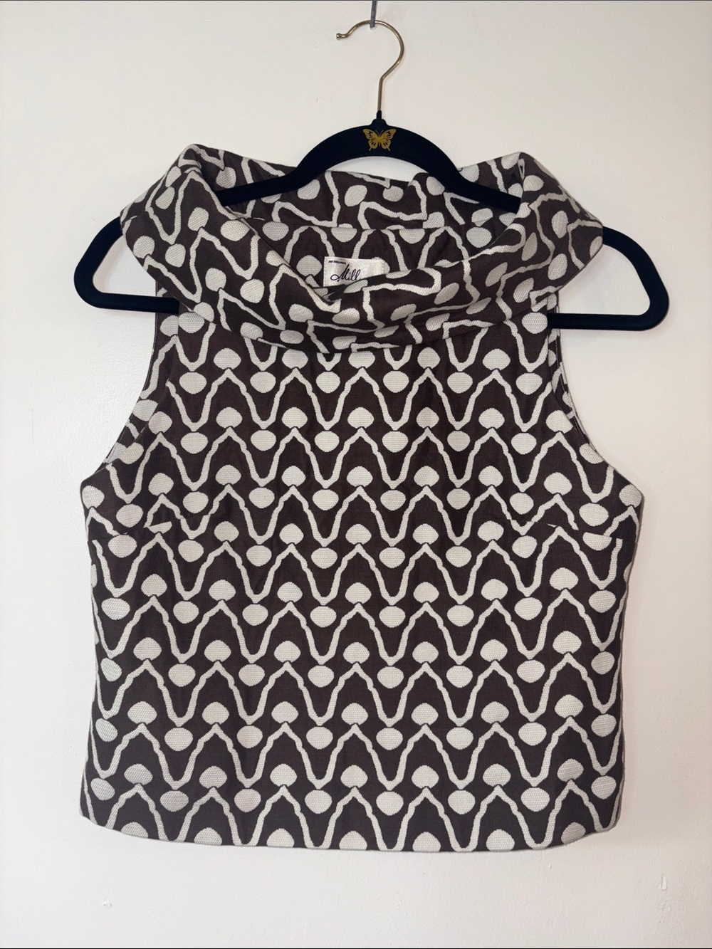 Milly of New York Brown & Cream Sleeveless Cowl-Neck Tank- Size 4